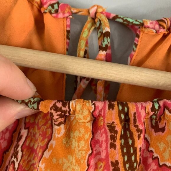 Ann Taylor Women's 90s y2k Vintage Silk Slip Dress Paisley Orange Pink  Mini 4 - Picture 4 of 13